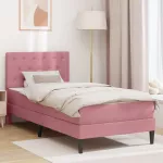 Lovos rėmas su čiužiniu Rožinė 80 x 200 cm Aksomas