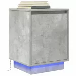 naktinė spintelė su LED lemputėmis Betoninė pilka 38x34x50 cm