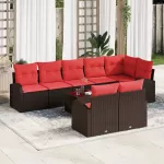 Sodo Sofų Rinkinys 9 pcs Ruda poliratanas