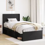 Lovos rėmas su saugojimu ir nugara Juoda 90 x 200 cm