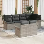 Sodo Sofų Rinkinys su pagalve 7 pcs &Scaron;viesiai pilka Poli ratanas