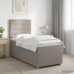 Spyruoklinė lova su čiužiniu Taupe 80 x 200 cm Audinys