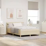 LED Čiužinio Lova su galvūgalio Kreminė 140 x 190 cm audinys