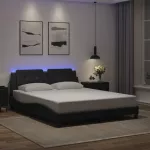Lovos rėmas su LED be čiužinio, Zadar, juodos spalvos, 160x200cm