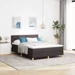 LED Čiužinio Lova Tamsiai rudas 140 x 190 cm audinys