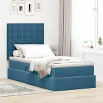 LED saugojimo lova su čiužiniu Tamsiai mėlyna 100 x 200 cm