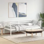 Dieninė lova be čiužinio Balta 100x200 cm medžio masyvo pu&scaron;is