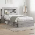 Lovos rėmas su saugojimu su galvūgalio Pilka Sonoma 75 x 190 cm