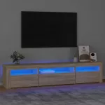 Televizoriaus spintelė su LED ap&scaron;vietimu, ąžuolo, 195x35x40cm