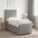 Spyruoklinė lova su čiužiniu Taupe 80 x 200 cm Audinys