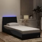 Lovos rėmas su LED be čiužinio, Hanko, juodos spalvos, 80x200cm, aksomas