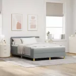 LED Čiužinio Lova &Scaron;viesiai pilka 140 x 200 cm audinys