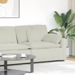 Modulinė sofa su porankiu ir pagalvėlėmis, kreminės spalvos, 100 cm