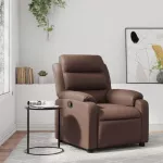 Atlo&scaron;iamas krėslas, rudos spalvos, dirbtinė oda