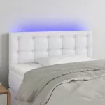 Galvūgalis su LED, baltos spalvos, 90x5x78/88cm, dirbtinė oda