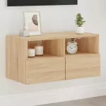 Sieninė TV spintelė, ąžuolo, 60x30x30cm, apdirbta mediena