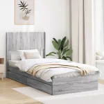 Lovos rėmas su saugojimu ir nugara Pilka Sonoma 75 x 190 cm