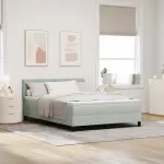 LED Čiužinio Lova su LED &Scaron;viesiai pilka 140 x 190 cm Aksomas