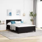 LED Čiužinio Lova su čiužiniu su LED Juoda 140 x 200 cm Aksomas