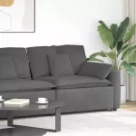 Modulinė sofa su porankiu ir pagalvėlėmis, tamsiai pilka, 100 cm