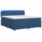 Lova su čiužiniu ir LED ap&scaron;vietimu Mėlyna 200 x 200 cm Audinys