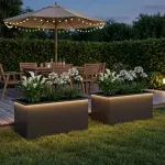 Sodo vazonas su LED 2 vnt. Juoda 50 x 80 x 48 cm Plienas