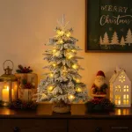Mini apsnigta Kalėdų eglutė 60 cm 25 LED &Scaron;ilta balta PVC ir PE