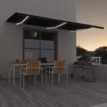 Rankiniu būdu i&scaron;traukiama markizė su LED, antracito, 600x350cm