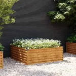 Auk&scaron;tas sodo lovelis, 100x100x36cm, Corten plienas