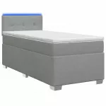 Lova su čiužiniu ir LED ap&scaron;vietimu &Scaron;viesiai pilka 90 x 190 cm