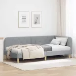 Kampinė lovos konstrukcija &Scaron;viesiai pilka 100 x 200 cm audinys