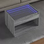 Kavos staliukas su Infinity LED lemputėmis, pilkas, 70x50x50cm