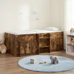Palėpės lova su spinta 3 pcs Dūminio ąžuolo Apdirbta mediena