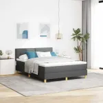 LED Čiužinio Lova Tamsiai pilka 140 x 200 cm audinys