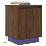 Spintelė prie lovos su LED lemputėmis Rudas ąžuolas 38x34x50 cm
