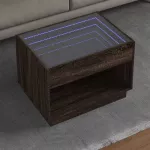 Kavos staliukas su Infinity LED lemputėmis, rudas, 70x50x50cm