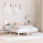 Lovos rėmas Balta 120 x 190 cm Pu&scaron;ies medienos masyvas