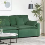 Modulinė sofa su porankiais ir pagalvėlėmis, tamsiai žalia, 100 cm