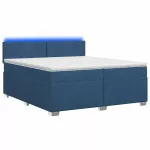 Lova su čiužiniu ir LED ap&scaron;vietimu Mėlyna 200 x 200 cm Audinys