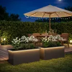Sodo vazonas su LED 2 vnt. Juoda 40 x 100 x 40 cm Plienas