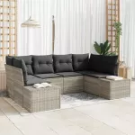 Sodo Sofų Rinkinys 6 pcs &Scaron;viesiai pilka Poli ratanas