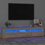 Televizoriaus spintelė su LED ap&scaron;vietimu, ąžuolo, 180x35x40cm