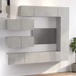 TV spintelių komplektas, 7 dalių, betono pilkas, mediena