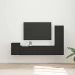 TV spintelių komplektas 4 pcs Juoda Apdirbta mediena