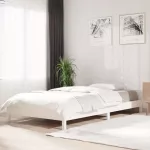 Sudedama lova, balta, 100x200cm, pu&scaron;ies medienos masyvas
