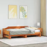 Lova su i&scaron;traukiama dalimi, va&scaron;ko ruda, 80x200cm, pu&scaron;is
