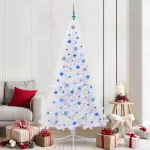 Dirbtinė Kalėdų eglutė su 300 LED Balta 210 cm PVC ir Plienas