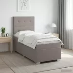 Spyruoklinė lova su čiužiniu Taupe 80 x 200 cm Audinys