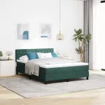 LED Čiužinio Lova su LED Tamsiai žalia 140 x 200 cm Aksomas