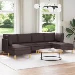 Modulinė sofa su laikymo vieta 6 pcs Tamsiai rudas Audinys